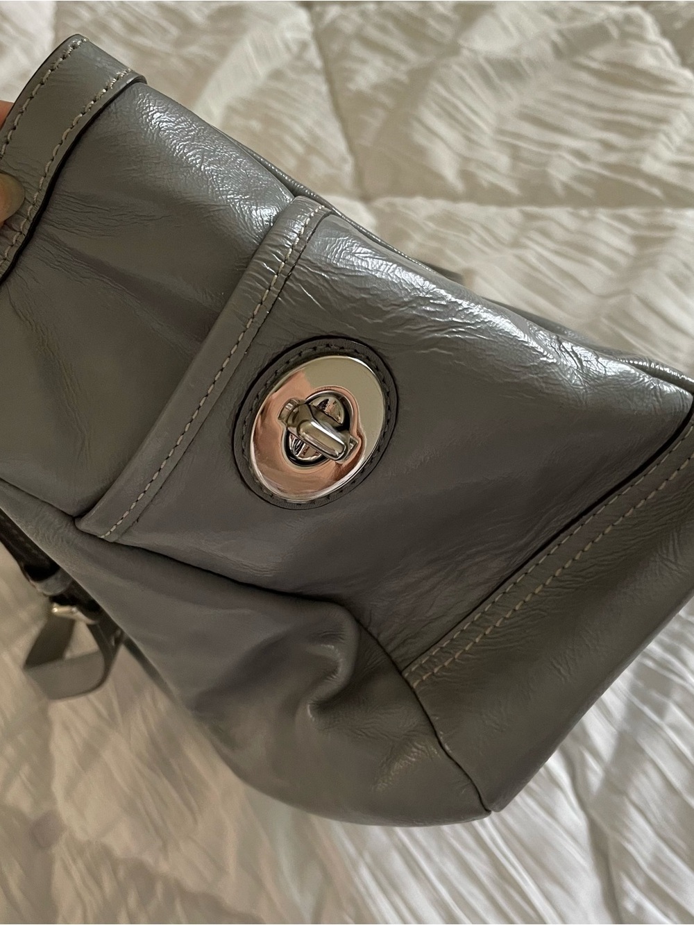 Vintage Coach Grey Leather Small Tote Bag - Picture 6 of 8
